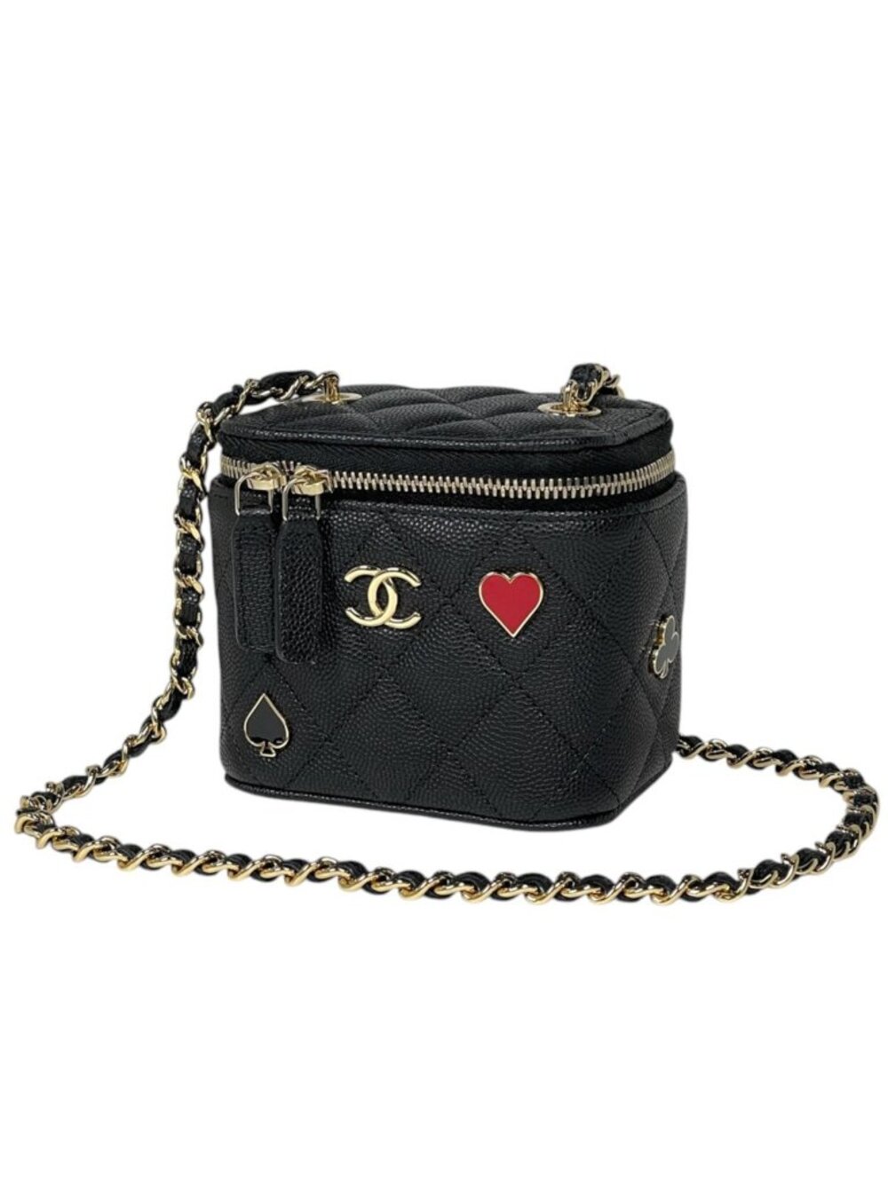 Chanel Shoulder Bag Small Vanity Quilted CC Logo Caviar Leather Black